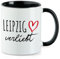 Huuraa Kaffeetasse Leipzig verliebt Geschenk 330ml Schwarz Leipzig Präsent