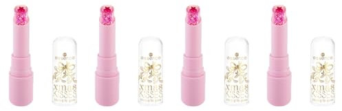 essence xmas KiSSES tinting lip glow, Lippenstift, Nr. 01, Färbeeffekt, farbintensiv, vegan, ohne Parabene, ohne Mikroplastikpartikel, Nanopartikel frei, 4er Pack (4x3g)