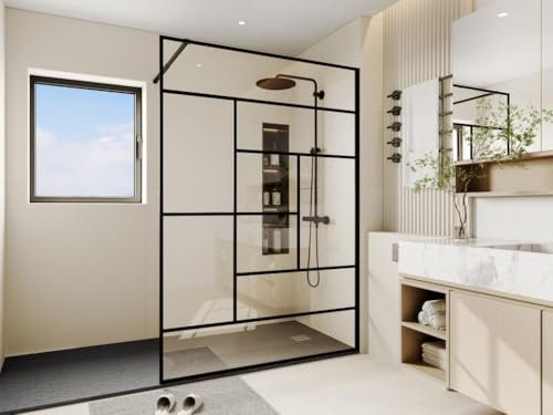 Vente-unique - Paroi de douche à l'italienne style industriel - 140 x 200 cm - SEFANA II