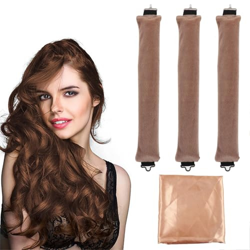 Locken ohne Hitze (3 Stück), Lockenwickler über Nacht, Lockenwickler zum Ausschlafen, Für Alle Haartypen, DIY Heatless Curls Band Frisurenset, Langes Mittleres Haa, Khaki