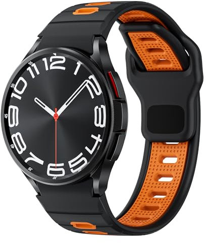 EIHAIHIS Rugged Silicone Strap for Samsung Galaxy Watch 7/6/5/4 40mm/44mm/Watch 6 Classic 47mm/43mm/Watch 5 Pro 45mm/Watch 4 Classic 46mm/42mm/FE 40mm, No Gap Two Tone Sport Band