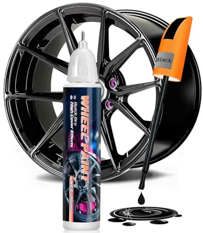 AstraVox Vernice per ritocchi cerchioni nero lucido, riparazione graffi cerchioni auto 2 in 1, vernice cerchioni rapida e facile per riparazione cerchioni auto (black-1pcs)