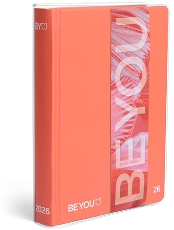 BE YOU - Color Bright Energy, Schülerkalender 2025-2026, Kalender 12 Monate Datum, Standardformat 13,5 cm x 18,2 cm, transparentes Umschlag, Tagebuch mit Aufkleber und Lesezeichen