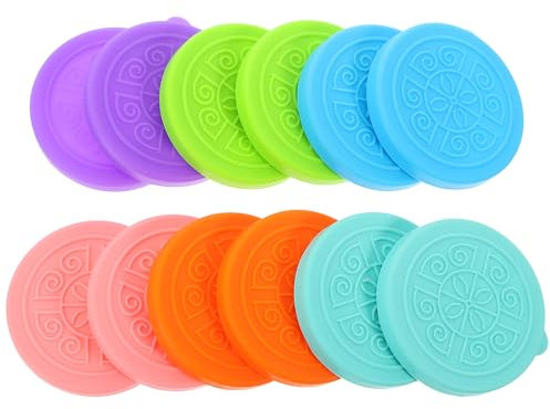 JECOMPRIS 12 pièces Couvercles Silicone pour Pots de Yaourt Lot de Colorées pour Récipients à Sauce Adaptés Aux Tasses