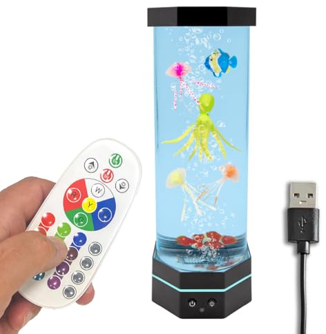 Global Gizmos 49049 Octopus Bubble Lamp/Relaxing Sea Life Sensory Light / 7 Changing Light Colours/Mood Light for Bedroom & More