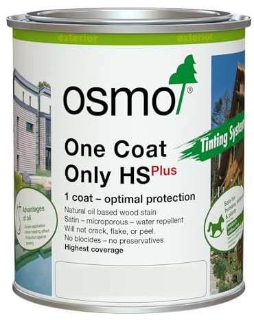 Osmo One Coat Only HS Plus - Oil Stain for The Protection for Outdoor Wood (9261 Walnut, 0.75 Litre)