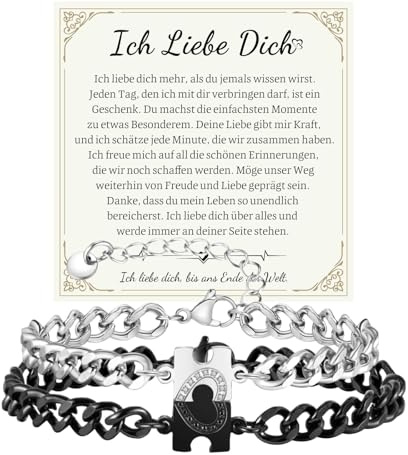 Gamtic Partner Armbänder Partner Geschenke für Beide - Yin Yang Puzzle Verstellbare Edelstahl Panzerkette Paar Armband, Jahrestag Weihnachten Geburtstag Valentinstagsgeschenk für Pärchen