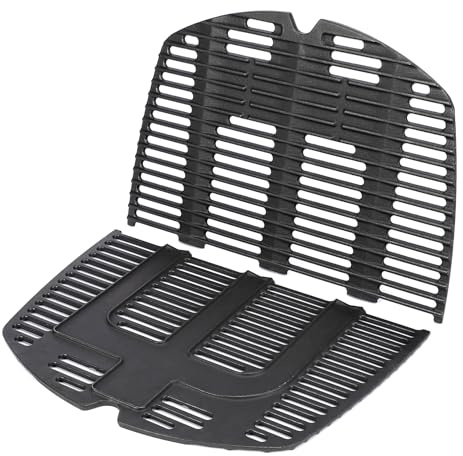 GRISUN 7646 Grillrost Gusseisen für Weber Q300, Q320, Q3000, Q3200 Serie, 63,5 x 45,2cm Gussrost Ersatzteile Zubehör 57060001, 586002, 404341 Gasgrills, 2 Stück