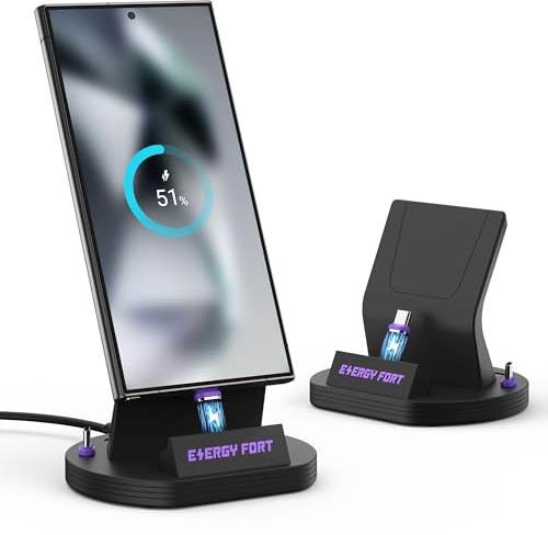 Magnetische Ladestation für Samsung Galaxy S25 S24 A56 A55 A17, Handy Ladeständer mit 5A USB-C Schnellladekabel und 2 Magnet-Pins, Schreibtisch Kabellayout und Kabelmanagement-System（ohne Ladegerät）