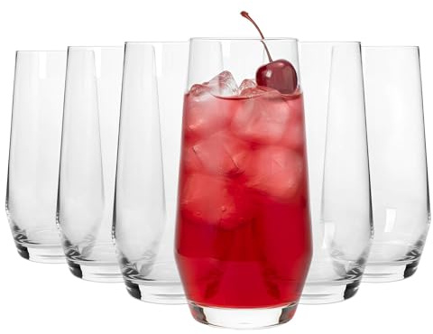 Argon Tableware Soho Crystal Highball Glasses 375ml - Pack of 6, Lead-Free Crystal Tall Drinking Glass Set, Modern Angular Design, Thick Base, Gift Boxed Glassware for Cocktails & Home Bar