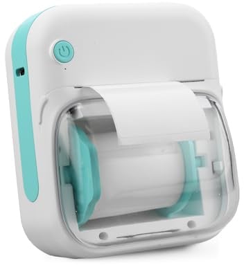 eSynic Mini Bluetooth-etikettmaskin stöder 5 etikettstorlekar bärbar termisk etikettskrivare med klart pappersfack, bläckfri klistermärkesskrivare med inriktningsapp för studenter och hemmakontor