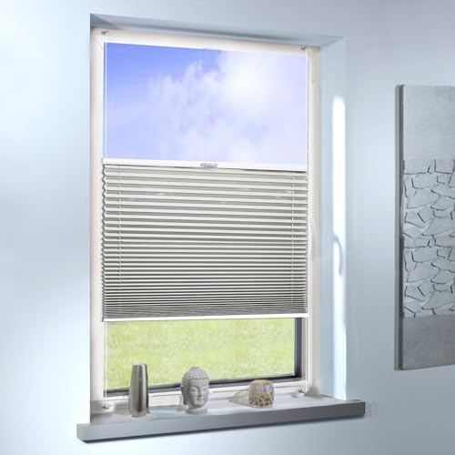 Plissee nach Maß, hochqualitative Wertarbeit, für Fenster und Türen, alle Größen, Maßanfertigung, Jalousie, Faltrollo (Farbe: Off White, Höhe: 191-200cm, Breite: 71-80cm)