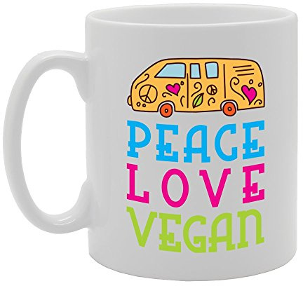 Coralgraph Inc MG3432 Peace Love Vegan Novelty Gift Printed Tea Coffee Ceramic Mug