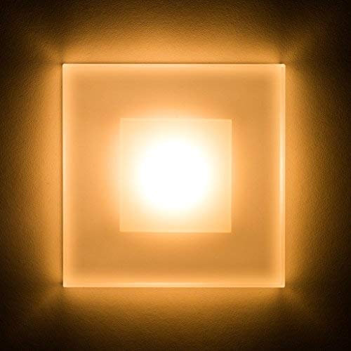 meerkatsysteme 10er SET LED Treppenbeleuchtung Premium SunLED Max 230V 3W Warmweiß Glas Hochwertig Treppenlicht mit Unterputzdose Treppen-Stufen-Beleuchtung Wandeinbauleuchte