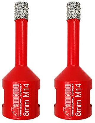 SHDIATOOL Dry Diamond Drill Core Bit 2pk Diameter 8mm Vacuum Brazed Drilling Porcelain Tile Granite Marble
