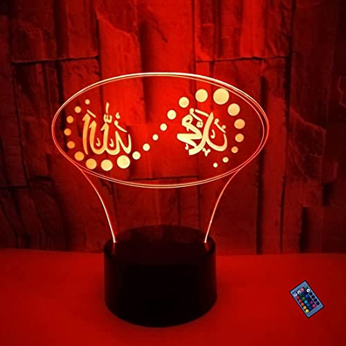 Optische Täuschung 3D Islam Nacht Licht 16 Farben Andern Sich Fernbedienung USB-Strom Touch Schalter Dekor Lampe LED Lampe Tisch Kinder Brithday weihnachten Geschenk