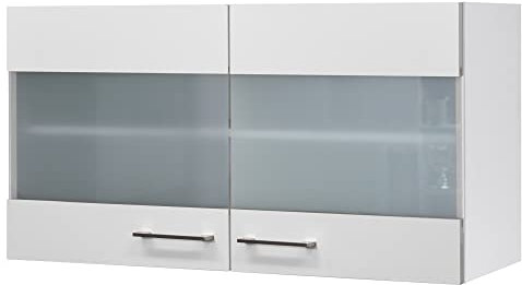 Smart Möbel Glashängeschrank Küche - 100 cm breit - Weiß – Nawa
