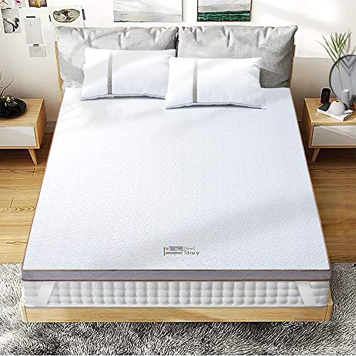 BedStory [Nouvelle Technologie] Surmatelas 160 x 200 à Mémoire de Forme de 5CM, Surmatelas de Haute Densité avec Gel Plus Respirant, Housse Amoivible
