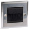 K M Electronics® Cable Tidy Wall Plate FACEPLATE 1 Gang Single Brushed Chrome Black Brushes