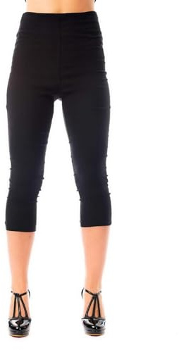 Ro Rox Ella Années 50 Vintage Retro Pinup Pantalon Capri 3/4 Trois-Quarts - Noir (L)