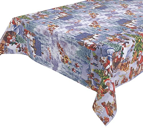 Wachstuchtischdecke abwischbar Tischdecke RUND ECKIG, Weihnachten Motiv und Größe wählbar (Eckig 140x220 cm, Winterland)