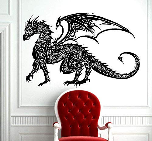 Wandaufkleber, Tribal Tattoo Chinesischer Drache Wandaufkleber Aufkleber Dekorative Wandkunst Vinyl Wandbild Tribal Antient Dragon Art Aufkleber 85X69Cm
