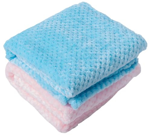 SLSON 2 Pack Pet Blankets for Puppies, Washable Dog Blankets for Small Dogs Pet Throw Blanke for Bed Covers, Couch, Sofa, Crate, Warm Soft Cat Blankets for Indoor Cats (Light Pink and Blue)