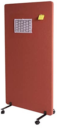 Akustik-Trennwand HWC-G77, Büro-Sichtschutz Raumteiler Pinnwand, doppelwandig rollbar Stoff/Textil - 147x80cm braun