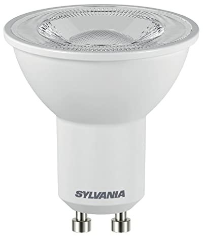 SYLVANIA LED-Lampe, GU10 Sockel, 450 Lumen, daylight (6500 Kelvin), 6.2 Watt Leistung, 12000h Lebensdauer, 50mm Durchmesser, 56mm Länge, Klarer Reflektor Kolben, 1er Pack
