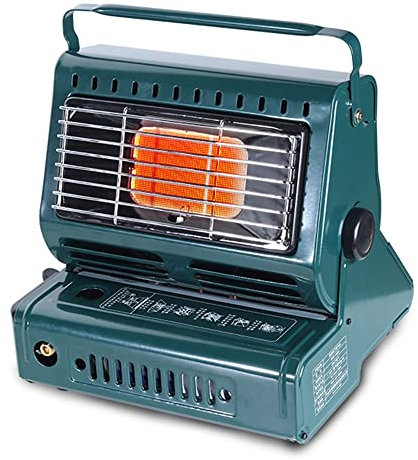 YKYR Tragbarer Heizung Camping Heizung 2 In 1 Keramik Gas Heizstrahler Gasheizung Campingkocher 1.3kw Zeltheizung Für Innen Terrassen Zelt Angeln (Color : Green)