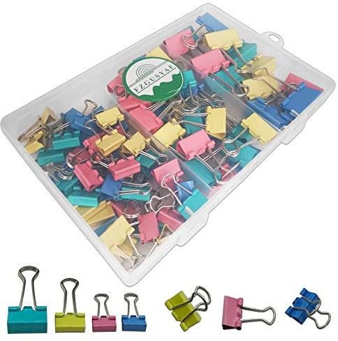FZGUSYAF 85 Pezzi Molle Fermacarte 15MM 19MM 25MM Clip Colorate