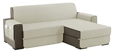 sevi's Sofabezug L Form 200cm Wasserdicht, Sofa überzug Ecksofa Reversibel Kratzfest Fleckenresistent - Sofa Cover für Katzen und Hunden - Weiße Creme