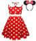 Lito Angels Deguisement Robe Minnie Mouse avec Oreilles de Souris Serre-tete pour Enfant Filles Taille 4-5 ans (étiquette en tissu 120), B - Pois Rouges