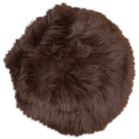 House Nordic Sitzfell Braun Lammfell 35 cm Sitzkissen Stuhlkissen Rund