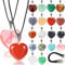 20PCS Heart Shape Pendants Love Heart Shape Gemstone Charms Pendants Crystal Chakra Beads with Ropes for DIY Necklace Making ( 16mm+ 20mm )