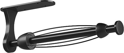 YUET Paper Towel Roll Holder, Kitchen Roll Holder, Single Hand OneHand Operable Easy Tear Anti-Silp Wall Mounted Under Cabinet for Bathroom & Kitchen, Self-Adhesive or Screw Stainless Steel (Black)