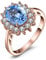 JewelryPalace Prinzessin Diana Kate Middleton Edelstein Echt Blau Topas Ring Rosegold, Verlobungsring Eheringe Promise Verlobung Ring Silber 925 Damen, Silberringe Antragsring Ringe, Damen Schmuck 54