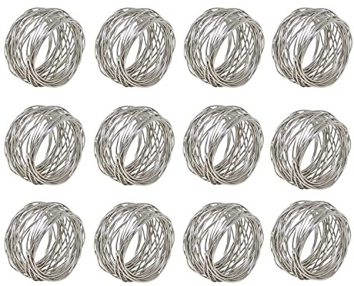 Serviettenring-Set für Hochzeitsessen, Esstischdekoration, handgefertigte Serviettenringe aus Metall (8, Silber)