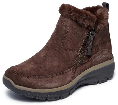 Skechers Damen Easy Going Cool Zip!Stiefelette | Lockere Passform, luftgekühlter Memory-Schaum, Kunstfellfutter, seitlicher Reißverschluss, wasser- und schmutzabweisend