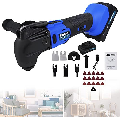 300W Brushless Oscillating Multi Tool, Electric Cordless Hand Tools for Cutting Metal, 6000-20000 OPM, 4 Degree Oscillating Angle, 23-Piece Accessories Kit, 15 Pieces Sanding Papers for Sanding