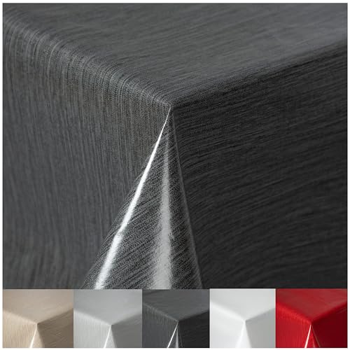 Wachstuchtischdecke Tischdecke abwaschbar PVC Plastik-Tischdecken Gartentischdecke RUND OVAL ECKIG Rechteckig Outdoor Wachs Tafeldecke (Dunkelgrau, Oval 160x220cm)