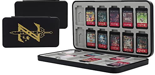 FUNDIARY Game Card Case für Nintendo Switch/Lite/OLED, Schlanker Spielkartuschenhalter mit 24 Spielkartensteckplätzen und 24 Micro-SD-Kartensteckplätzen, stoßfeste Hartschale, weiches Futter und