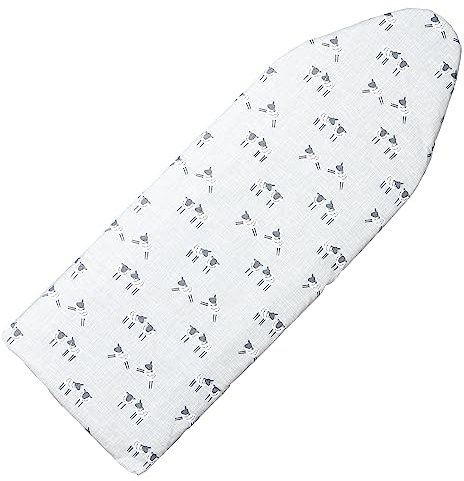 Over The Door Ironing Board Cover 13 x 37 inch, Small Iron Board Cover w 3 Layers Heat Reflective Thick Padding with Hook and Loop Fasteners (Gray Sheep)