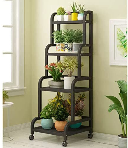Hohes Pflanzenregal, Blumenregal, Metall-Eisen-Pflanzentöpfe, Aufbewahrungsregal, Außen-/Innengarten, Terrasse, Balkon, Leiter, Pflanzgefäß, Ständer, Halter, Regale (Größe: 50 x 50 x 140 cm)