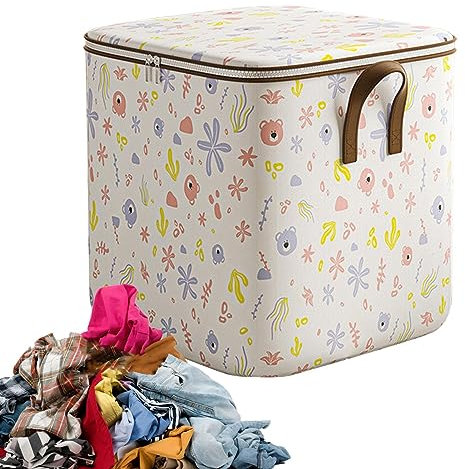 Non Woven Clothes Storage Bag | Foldable Clothes Zipper Organizer Bin | Bedroom Accessories For Wardrobe Organization, For Dresses, Toys, Shirts, Jeans, Pants