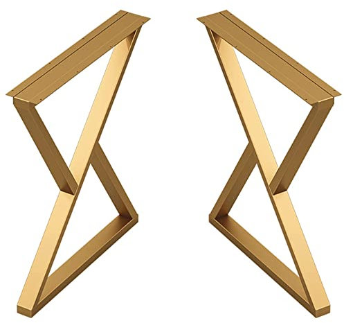 fUfIzU Esstisch Beine DIY Metall Möbel Beine Industrie X-Frame Schreibtisch Beine Heavy Duty Stützbeine Für Küche, Couchtisch, 2Er Set,Gold,30 * 100cm