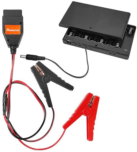 2 pièces Outils Diagnostics Système Moteur OBD-II, Clip de Chargement de Batterie+Boîtier de Batterie AA Taille 8, Testeur de Batterie, pour la Diagnostic Voiture et Dépannage