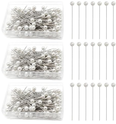EUPSIIU 300 Stücke Nähnadeln, Stecknadeln Runde Faux Perle Kopf Nadeln, Quiltnadeln, Stoffnadeln, Hochzeit Perle Blumen Nadeln für Basteln Nähen Säumen Craft, Jewelry Komponenten Dekoration (Weiß)