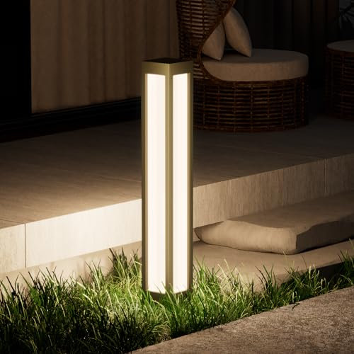 SkyGlow 32 Bollard Light, 120V/12V Aluminum LED IP65 Waterproof Outdoor Modern Landscape Path Lights, 3000K Curb Appeal for Garden Pathway Lawn Patio Courtyard Driveway Commercial