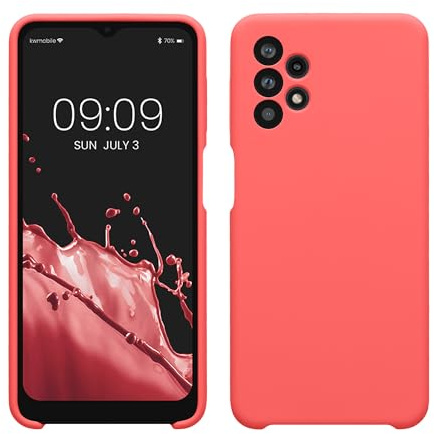 kwmobile Case for Samsung Galaxy A32 5G Case - Soft Cover - Shockproof Silicone - Wireless Charging Neon Coral